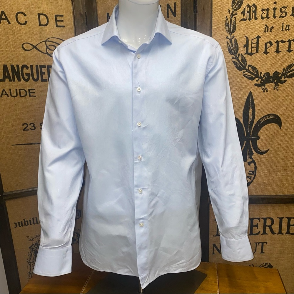 Ermenegildo Zegna Light Blue Spread Collar Dress Shirt, 17.5 - 44